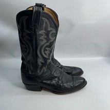 Tony Lama Stallion Western Black Leather Cowboy Boots Mens 10.5 D - £62.29 GBP