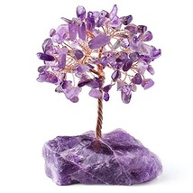 Amethyst Healing Crystal Tree Natural Reiki Crystals Gemstone Stone Base Copper  - £23.14 GBP