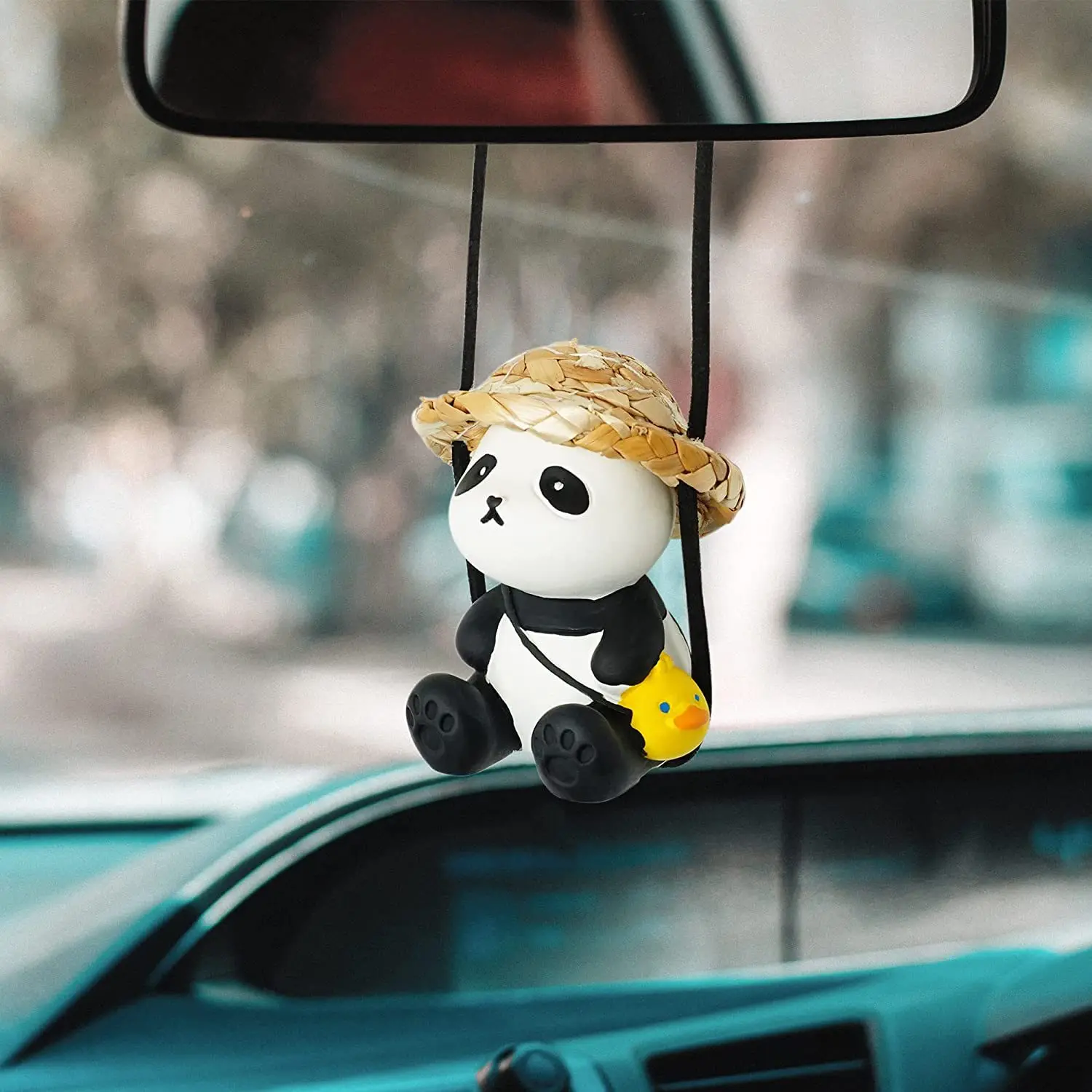 Car Pendant Cute Panda Swing Auto Rearview Mirror Hanging Ornaments Inte... - £12.32 GBP