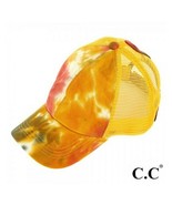 CC Tie Dyed High Bun Ponytail Hat Mustard Color SUPER CUTE Spring Hat - $26.29 CAD
