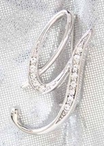 Elegant Crystal Rhinestone Silver-tone Monogram &#39;G&quot; Brooch - £10.29 GBP