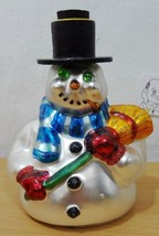 Frosty Snowman Christmas Glass Figurine Dept 56 Decoration 5 1/2&quot; - £17.42 GBP