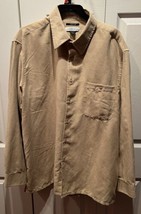 Ron Chereskin Mens Shirt Sueded Luxe Vintage Long Sleeve Button Down Tan Sz XL - £14.88 GBP