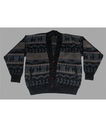 Tejidos Ruminahui Angora Wool Blend Thick Tribal Print 2-Pkt Cardigan Me... - $48.99