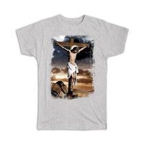 Jesus On Cross Painting : Gift T-Shirt Crucifixion Catholic Faith Sacrifice Hope - £14.38 GBP