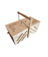 Wooden sewing box, wood sewing box with floral motive, handmade jeweller... - $115.00