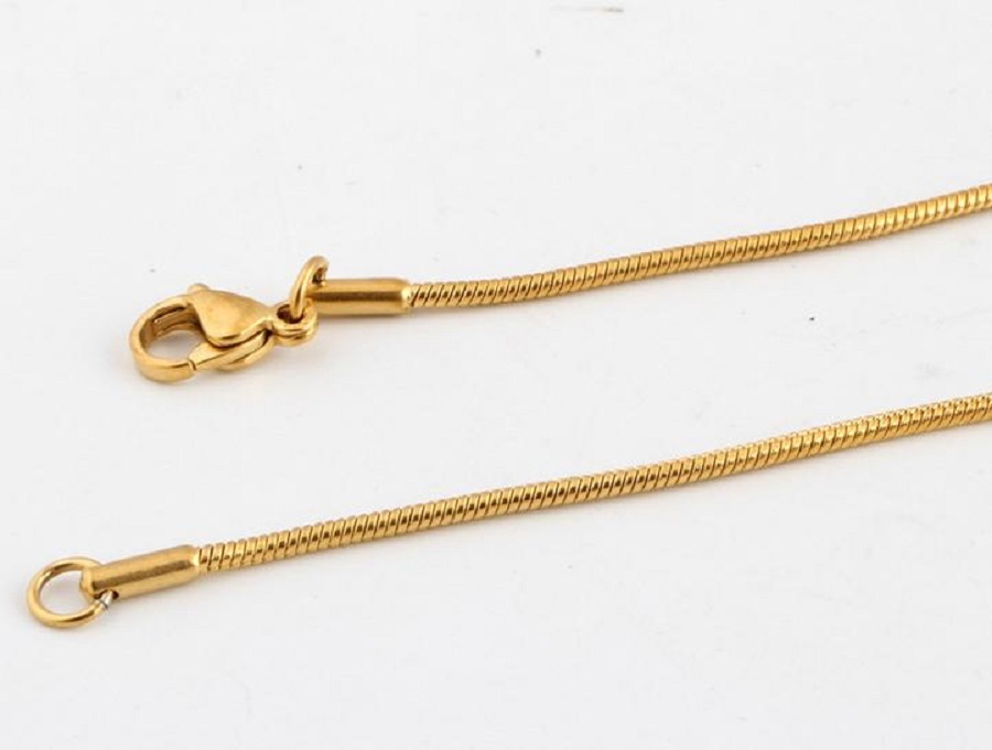 (New With Tag) 1.2mm Stainless Steel IP Gold Snake Chain(Length 50cm)