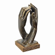 Scultura mani cattedrale di Rodin in ghisa su base in legno statua - $172.52