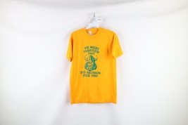 Vintage 80s Mens Medium Spell Out 1960 Parkview 20th Reunion T-Shirt Yellow USA - £27.65 GBP