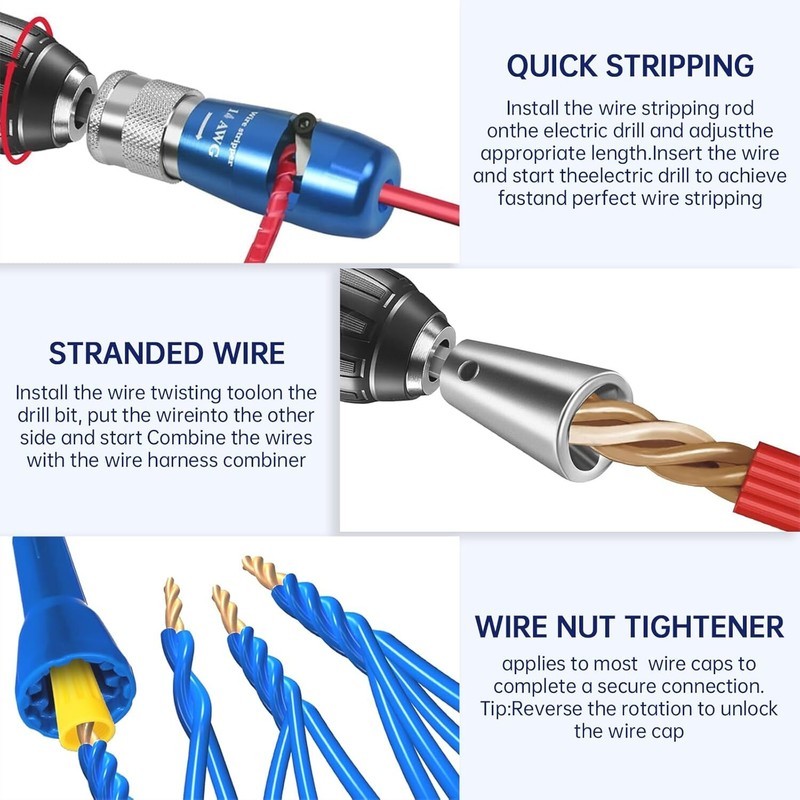Wire Stripper for Drill with 25 Wire Nuts, Electric Stripping & Twisting Tool Item image 3