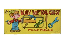 Vintage Toy Metal Toolbox Busy Boy Tool Chest Ohio Art 60-70s Wrench &amp; B... - $182.25 MXN
