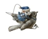 Kurt Adler Mouse Riding a Snowy  Bird  Blue and Gray Ornament NWT 3.25 in - £9.94 GBP