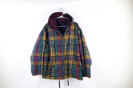 Vintage 90s Streetwear Mens Medium Faded Reversible Rainbow Fleece Hoode... - $89.05