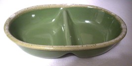 Hull Pottery Avocado Green Drip Oval Divided Vegetable Bowl/Casserole Ov... - £17.66 GBP