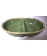 Hull Pottery Avocado Green Drip Oval Divided Vegetable Bowl/Casserole Ov... - £17.66 GBP