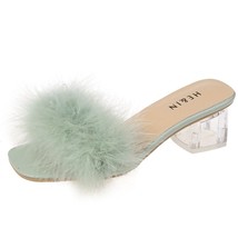 New Summer Fluffy Peep Toe Sexy High Heels Women Shoes Fur Feather Lady Fashion  - £22.41 GBP