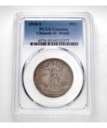 1918-S 50C Liberty Walking Half Dollar PCGS Graded As Genuine Cleaned-AU... - €325,37 EUR