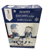 Holiday Plush Snowmen Set Of  3  Decorative Christmas - £54.17 GBP