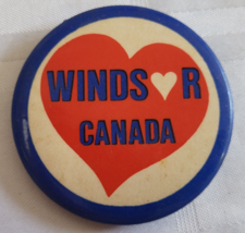 WINDSOR CANADA ONTARIO LOVE CANADIAN VINTAGE RETRO BUTTON PINBACK WEAR CITY - $18.99