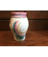 Marilyn Palsha Signed Studio Pottery Vase 6&quot; Pink White Blue - $20.99