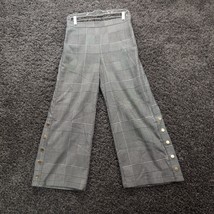Who What Wear Pants Women XS Gray Houndstooth Plaid Pedal Pusher Snap Flare - $11.41