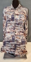 Vintage Chico&#39;s One Size Button Up Shirt Womens Large 100% Rayon Abstract Print  - £15.94 GBP