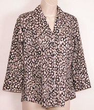 Alfani Womens V-Neck Shirt sz 6 Animal Print Button Front Stretch Leopar... - $9.57