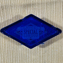 Camel Special Lights Cobalt Blue Etched Glass Diamond Shaped Ashtray - $16.78
