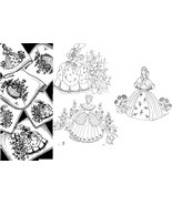 3 Southern Belle / Crinoline Lady with Dog embroidery transfer pattern m... - £3.93 GBP