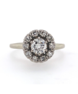 Authenticity Guarantee 
Vintage 18k White Gold Diamond Halo Ring .60ct T... - £1,138.77 GBP