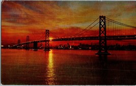 Sunset San Francisco Bay Bridge California Postcard - £5.41 GBP