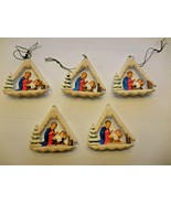 Vintage 1950&#39;s Germany Gesch diorama christmas ornament set of 5 ALL MANGER - $70.00