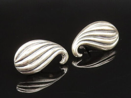 JEWELART 925 Silver - Vintage Unique Ribbed Swirl Screw Back Earrings - ... - £36.38 GBP