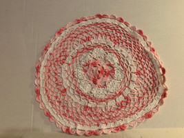 Vintage Handmade Multi-tone Pink &amp; White 11.5&quot; Circular Crocheted Doilie - £2.99 GBP