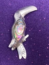 Vtg Taxco TS-21 Sterling Silver &amp; Abalone Toucan Bird Brooch Pin 2.5g - £14.09 GBP