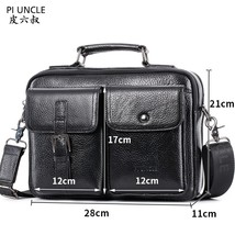 PI UNCLE Men&#39;s genuine leather briefcase laptop bag Natural leather office bags  - £45.56 GBP