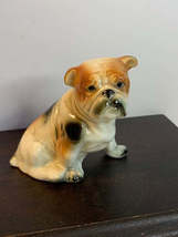 Vintage tri color bone china bull dog figure Japan 3.5&quot; tall - £9.59 GBP