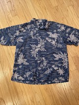 Izod Mens XL Blue Button Up Hawaiian Floral Silk/Cotton soft shirt - £15.65 GBP