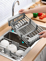 Adjustable Stainless Steel Kitchen Dish Drying Sink Rack Drain Strainer Basket - £10.16 GBP+