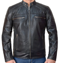 New Men’s Motorcycle Biker Black Vintage Cafe Racer Genuine Real Leather Jacket - £84.63 GBP