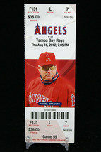 Los Angeles Angels vs Tampa Bay Rays Game 59 MLB Ticket w Stub 08/16/2012 - £9.14 GBP