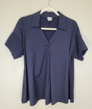 Chico&#39;s Small S Knit And Woven Trapeze Top Navy Blue Color - $396.29 MXN