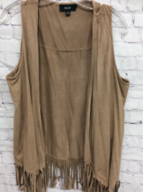 Naif Womens Cardigan Sweater Brown Sleeveless Open Front Fringe Stretch S - $15.35