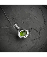 3Ct Oval Cut Lab Created Peridot Necklace Pendant in 14K White Gold Plated - $107.70