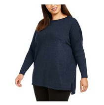Style &amp; Co Womens Plus 0X Industrial Navy Seam Front Boat Neck Tunic Sweater NWT - £20.92 GBP