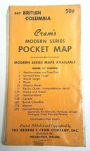 NOS Sealed Vtg 1950s Cram&#39;s Modern Series Pocket Map British Columbia Canada 267 - £11.93 GBP