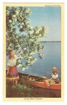 White Ol EAN Der Florida Kodachrome Vtg Postcard By Dick Pope Women Canoe Floral - £11.73 GBP