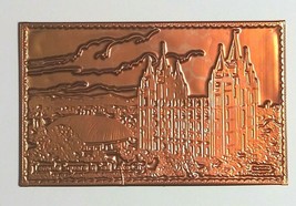 Temple Square Salt Lake City Utah UT Embossed Kopper Kard Copper Postcard c1950s - £7.97 GBP