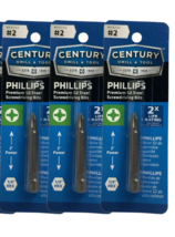 Century Drill &amp; Tool #68202 #2 Phillips ScrewDriving Bits Pack of 3 - £12.37 GBP