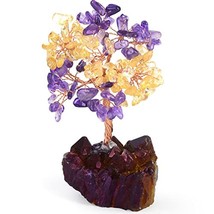 Gemstone Crystal Tree of Life,Natural Citrine Amethyst with Titanium Qua... - £13.33 GBP
